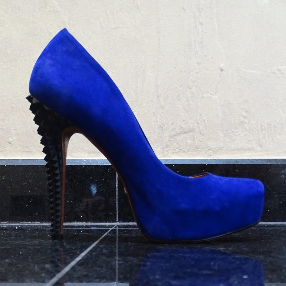 Blue Suede Pumps - Picture 4 of 4